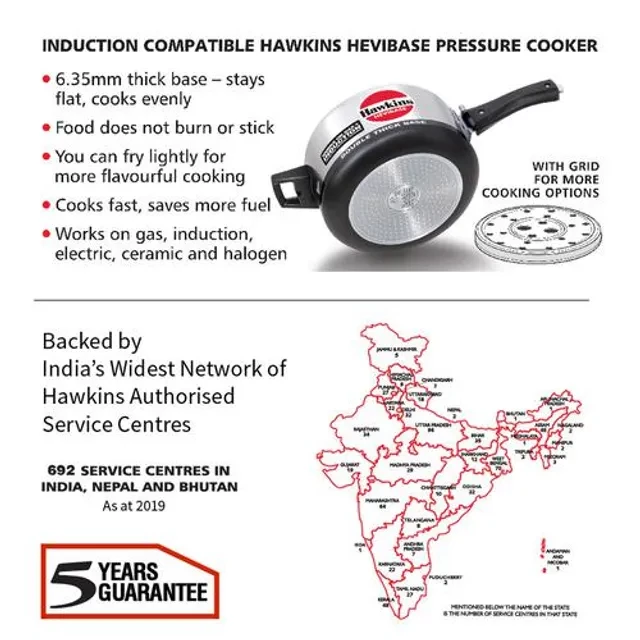 Hawkins Hevibase Aluminium Inner Lid Pressure Cooker - Induction Base, Silver, IH35, 3.5 l-4.webp